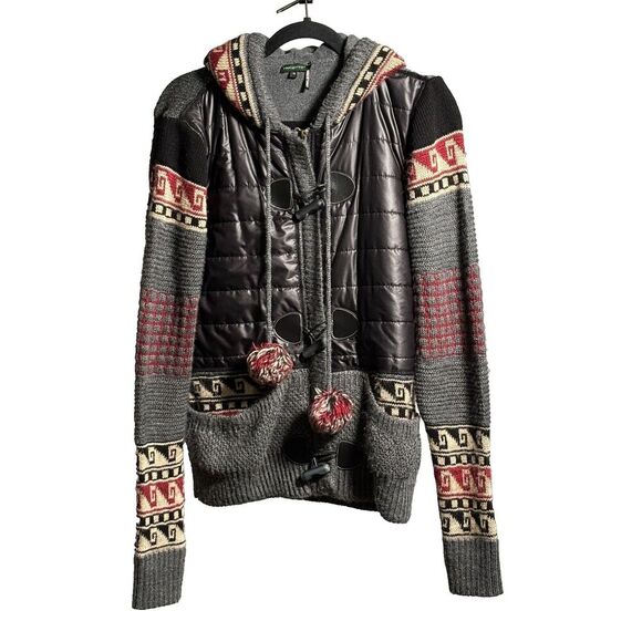 Tricotto Heavy Zip Hoodie Tribal Aztec Boho Winter Eclectic Ski Lodge Nordic M - Picture 1 of 10